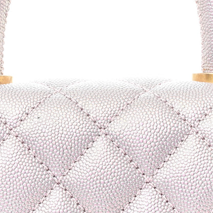 Metallic Caviar Quilted Extra Mini Coco Handle Flap Light Pink