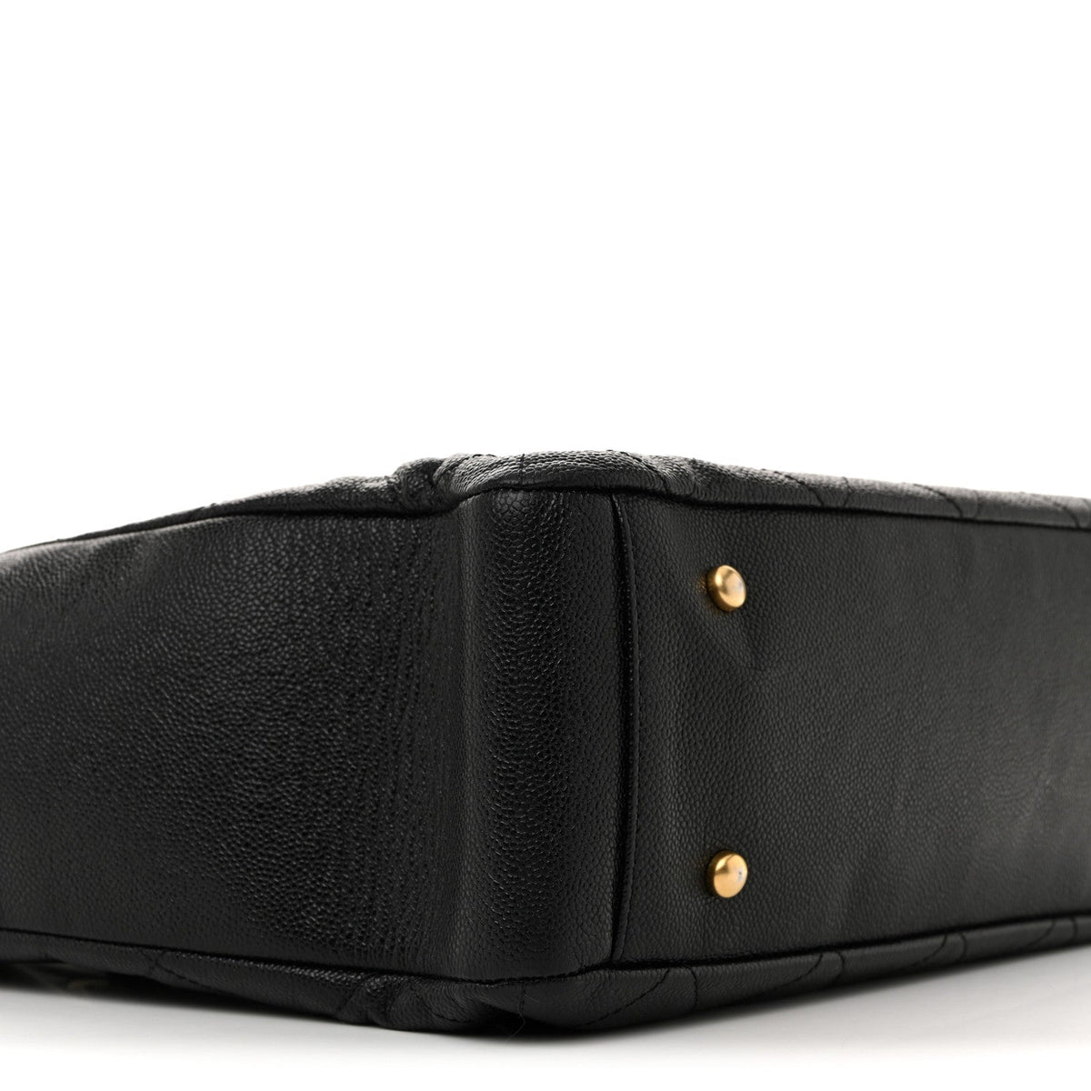 Caviar Quilted Small Trapezoid Chain Shopping Tote Black