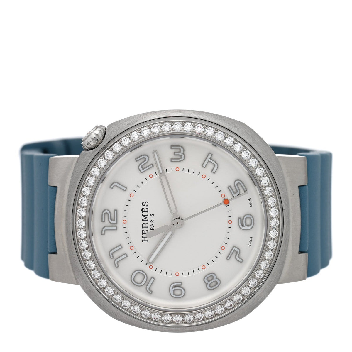 Stainless Steel Rubber Diamond Bezel 36mm Cut Automatic Watch Bleu Brume