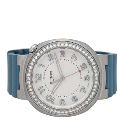 Stainless Steel Rubber Diamond Bezel 36mm Cut Automatic Watch Bleu Brume