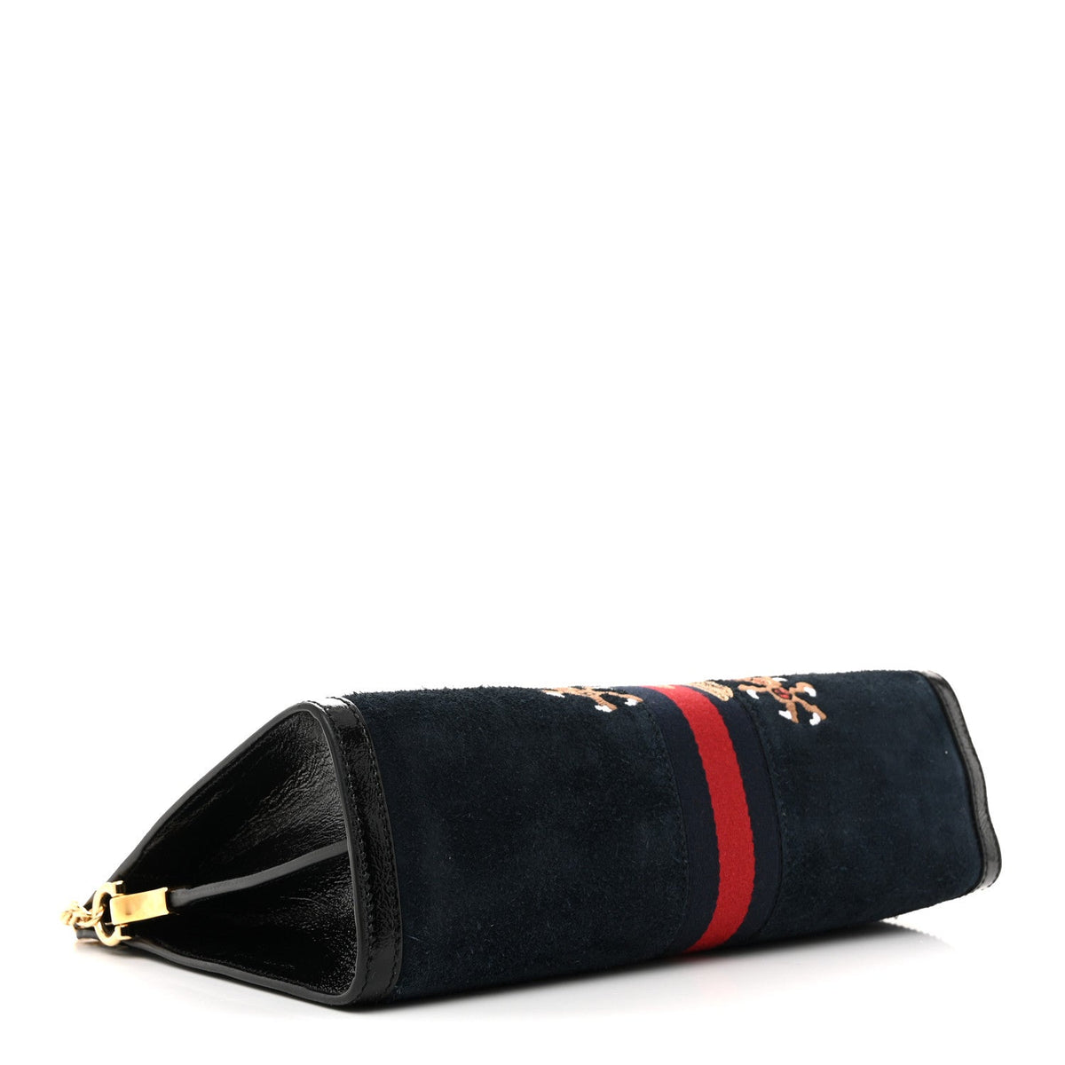 Suede Patent Web Dragon Embroidered Medium Ophidia Chain Shoulder Bag Blue Multicolor Black