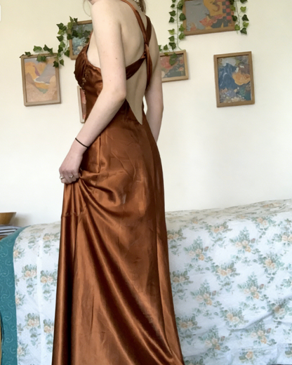 Vintage Halter V Neck  Beaded Appliques 90s Prom Dress Mermaid Evening Dress SH1132