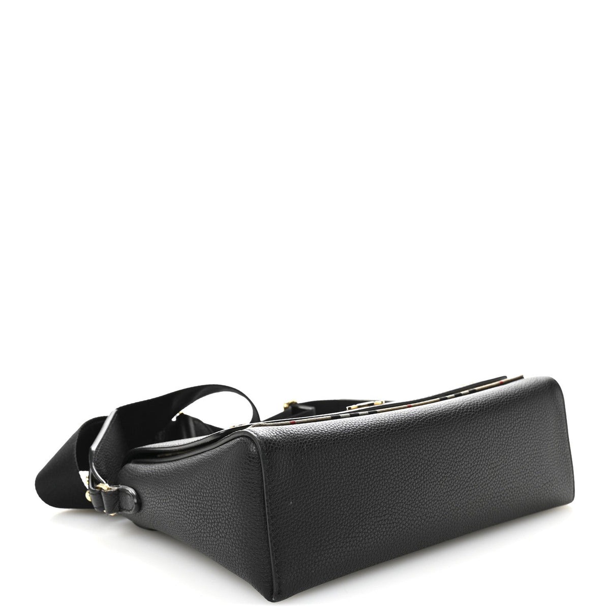 Coated Canvas Calfskin Vintage Check Medium Note Crossbody Bag Black