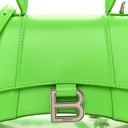 Shiny Box Calfskin Hourglass Top Handle Bag XS Fluo Green