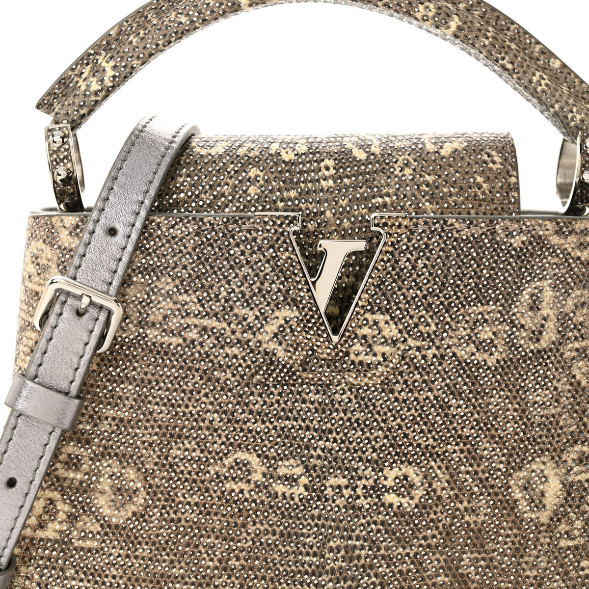 Lizard Mini Capucines Argento
