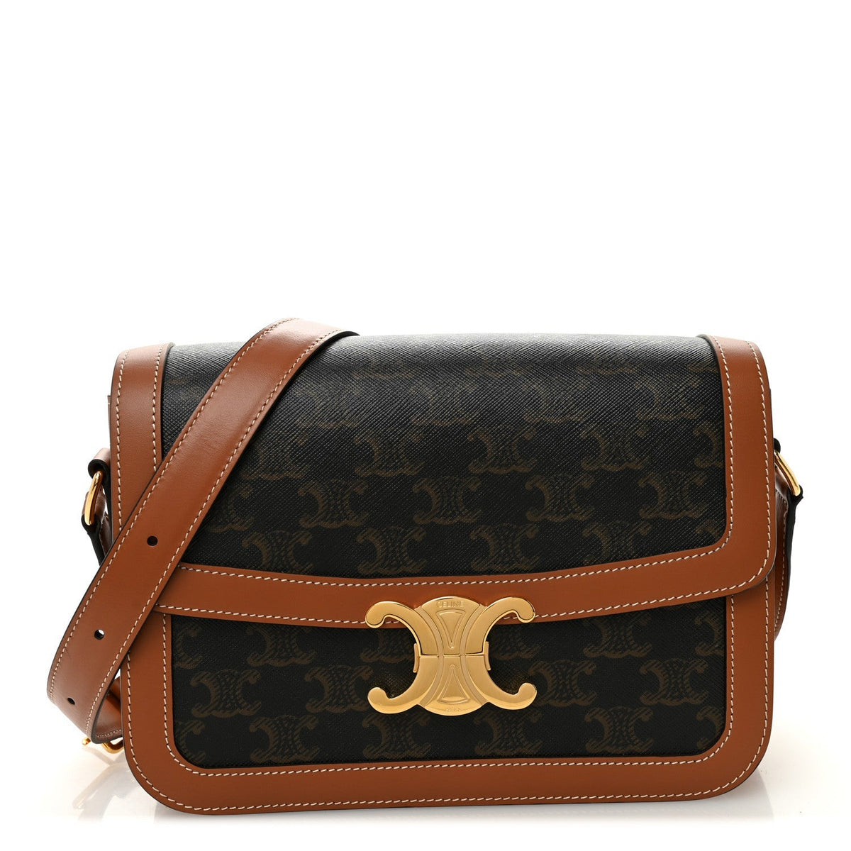 Triomphe Canvas Calfskin Medium Triomphe Bag Tan