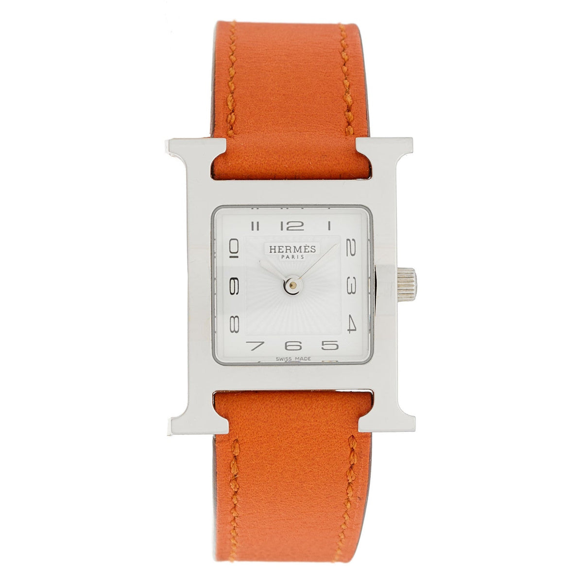 Stainless Steel Swift 21mm Heure H Hour Quartz Watch Orange