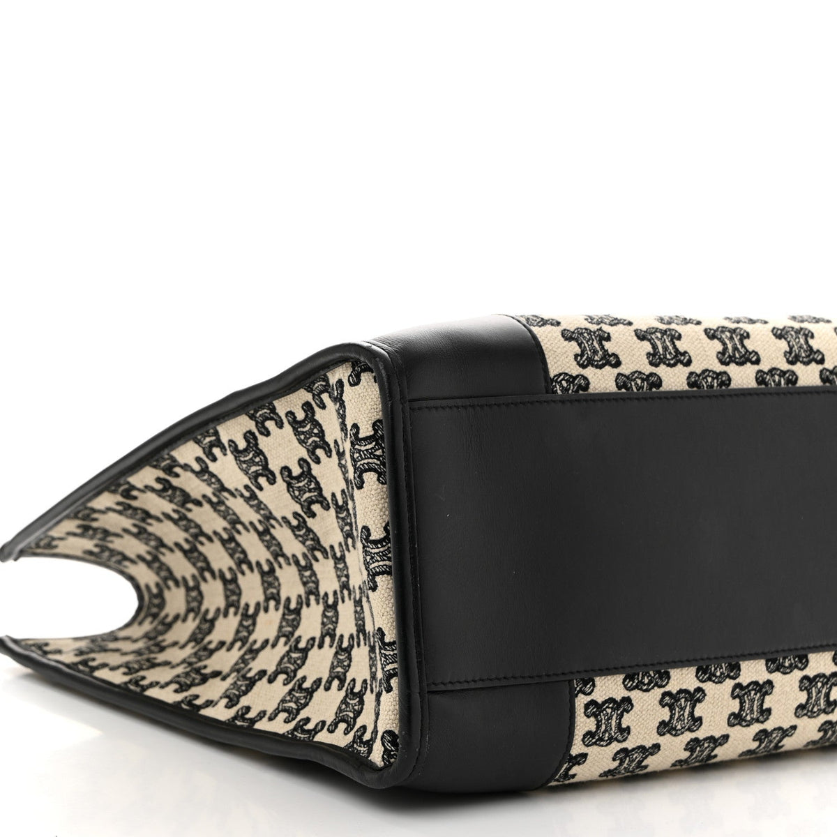 Canvas Calfskin Triomphe Embroidered Horizontal Cabas Black