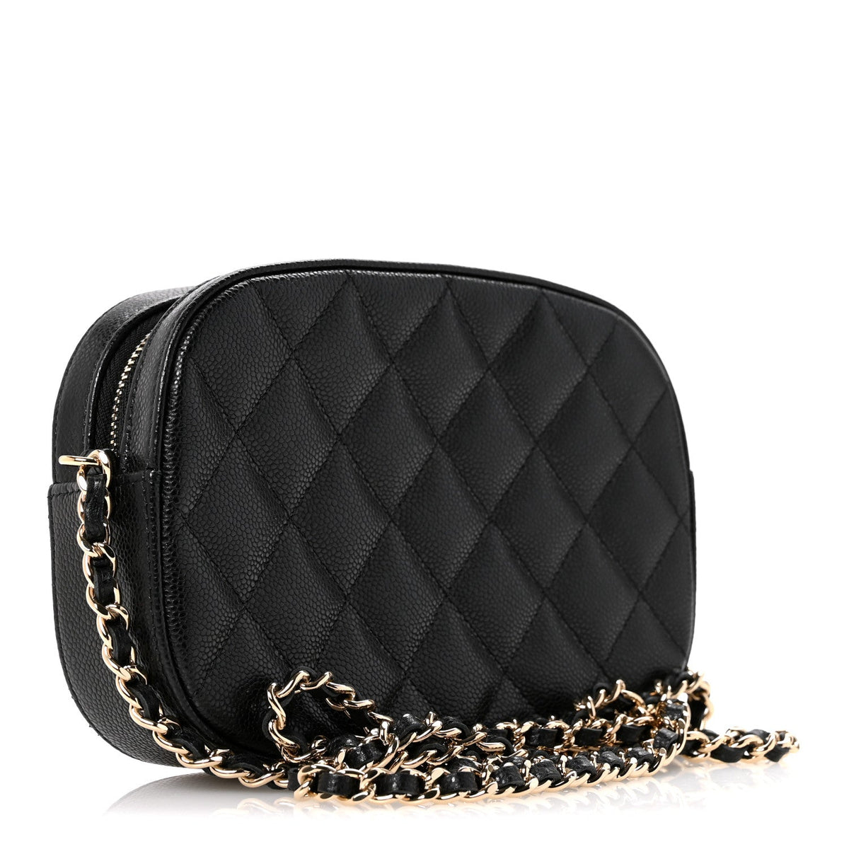 Caviar Quilted Chain Camera Bag Black