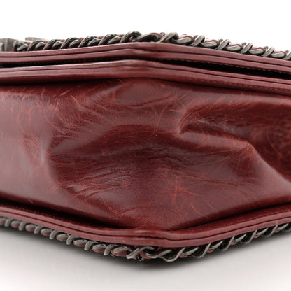 Glazed Calfskin Quilted Medium Boy Chained Flap Bordeaux