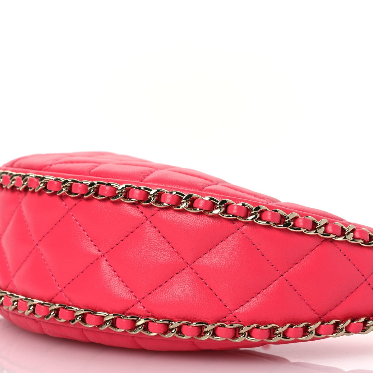 Lambskin Quilted Chain Around Hobo Pink