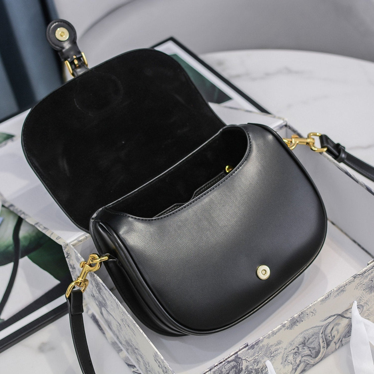 Dior Medium Dior Bobby Bag Black Box Calfskin Women