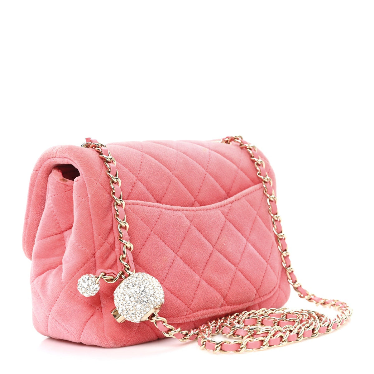 Velvet Quilted Mini Square Pearl Crush Flap Coral