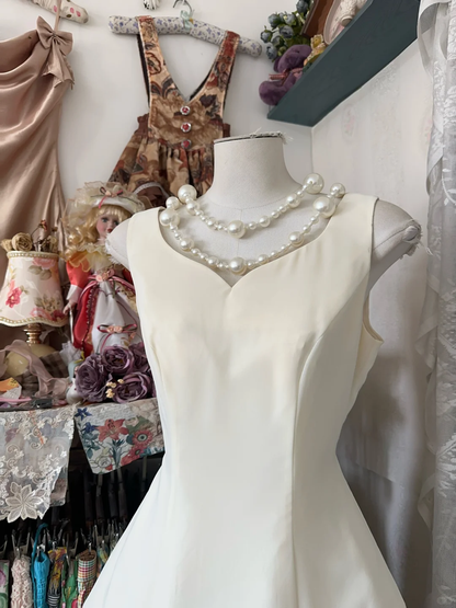 Vintage Simple Ivory Elegant A-Line Short Homecoming Dress Party Dress D1680
