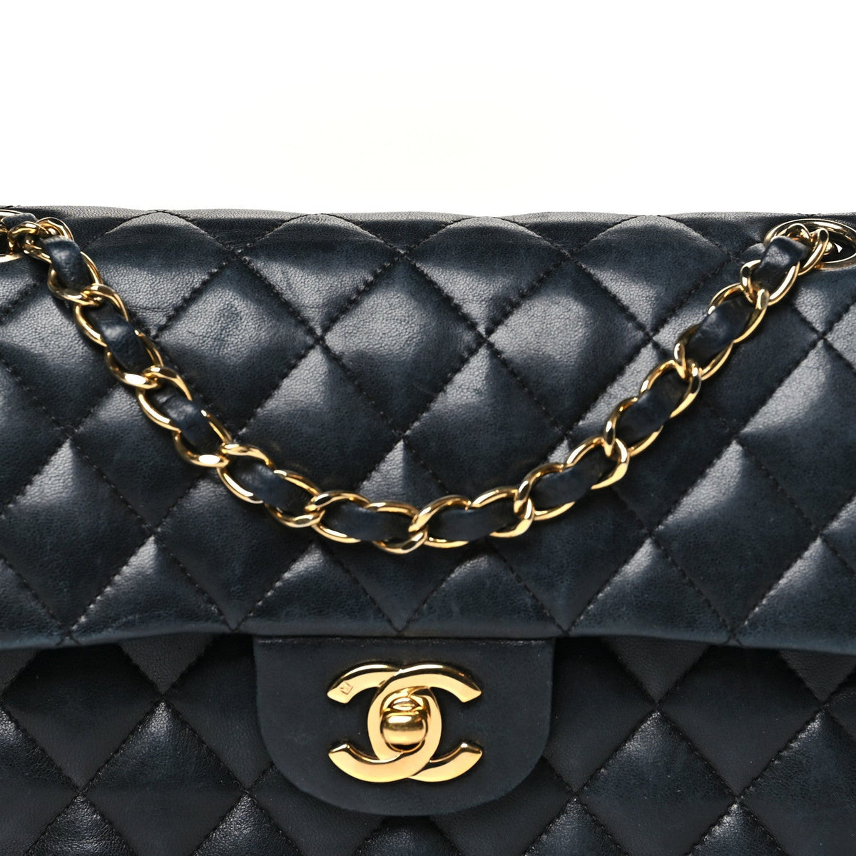 Lambskin Quilted Small Double Flap Black
