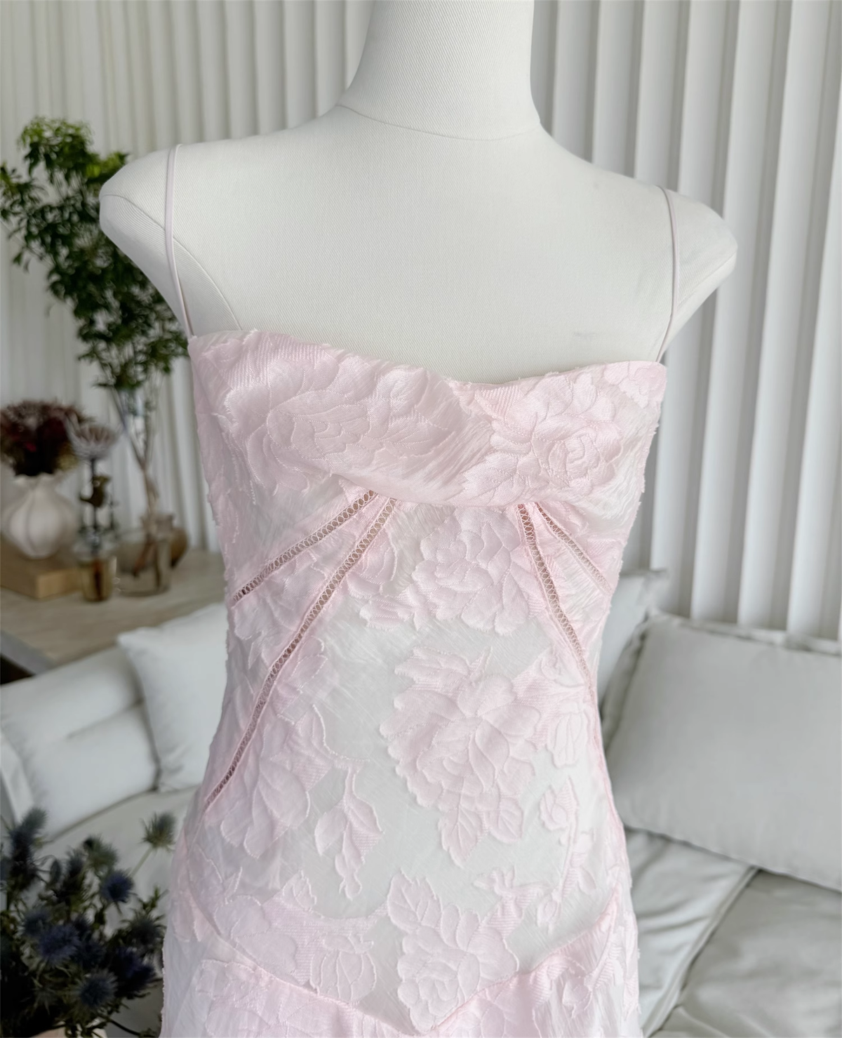 Sweet Pink Appliques Spaghetti Strap Design A-line Women Party Dress, D1401