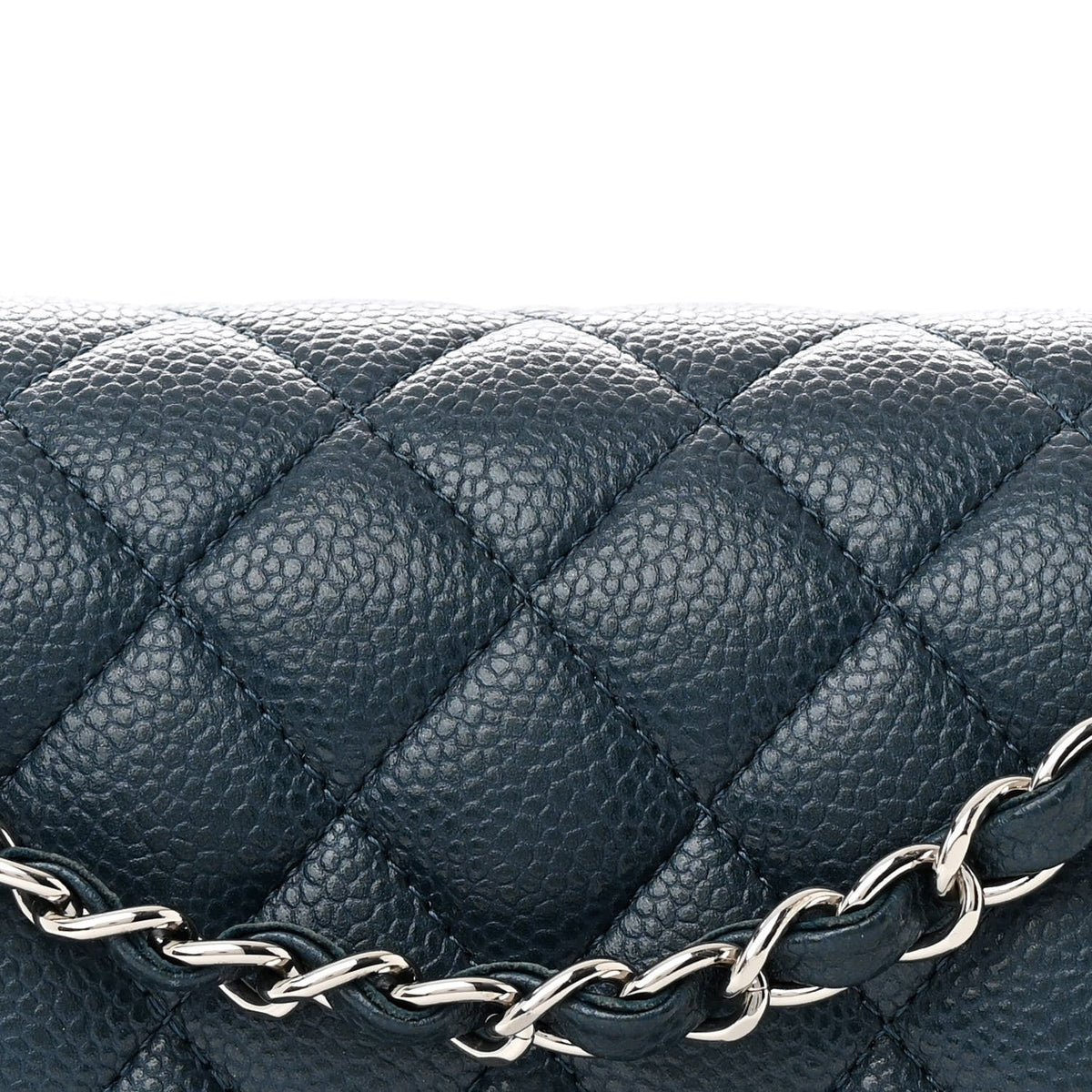 Pearly Caviar Quilted Medium Double Flap Blue
