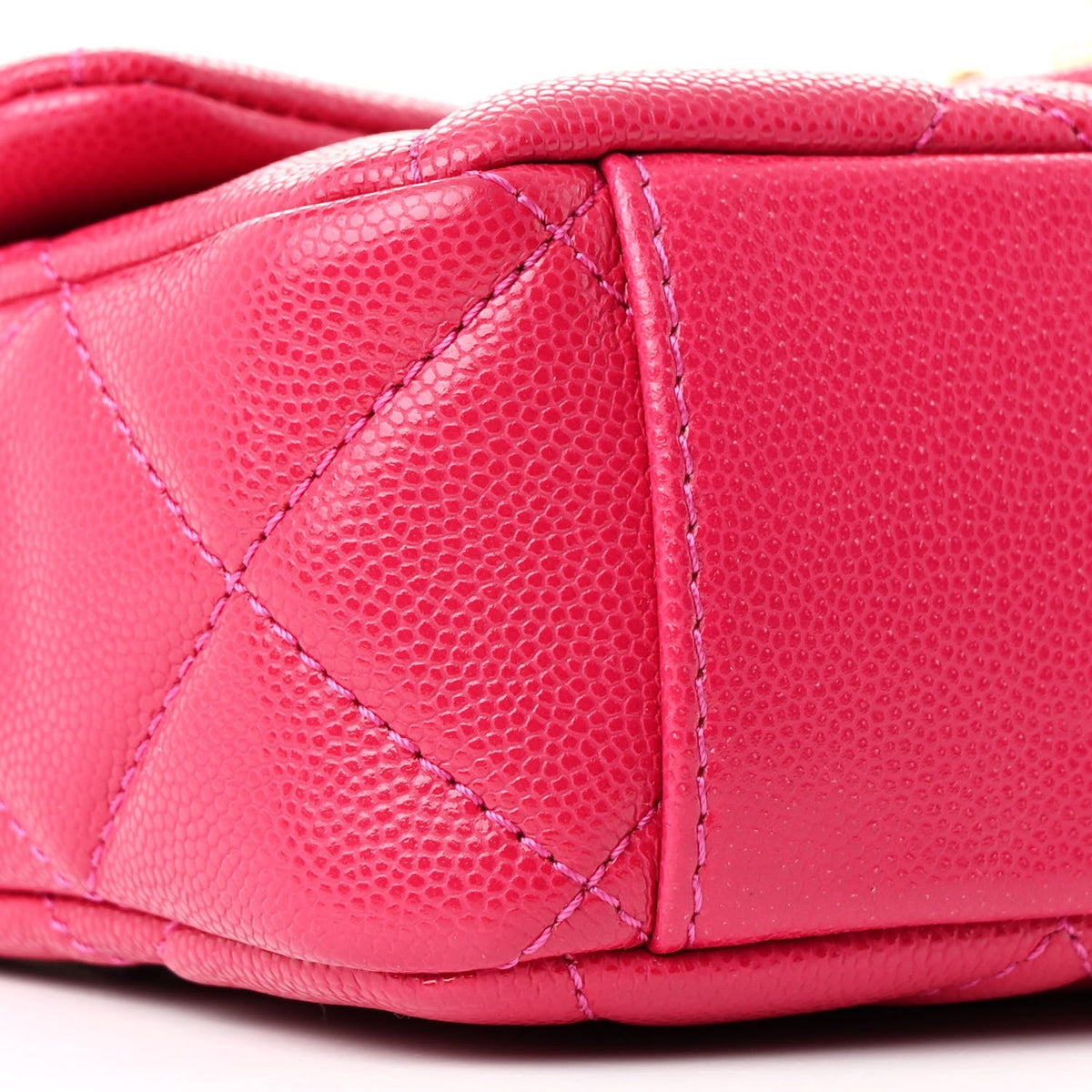 Caviar Quilted Small Twist Your Buttons Flap Fuchsia