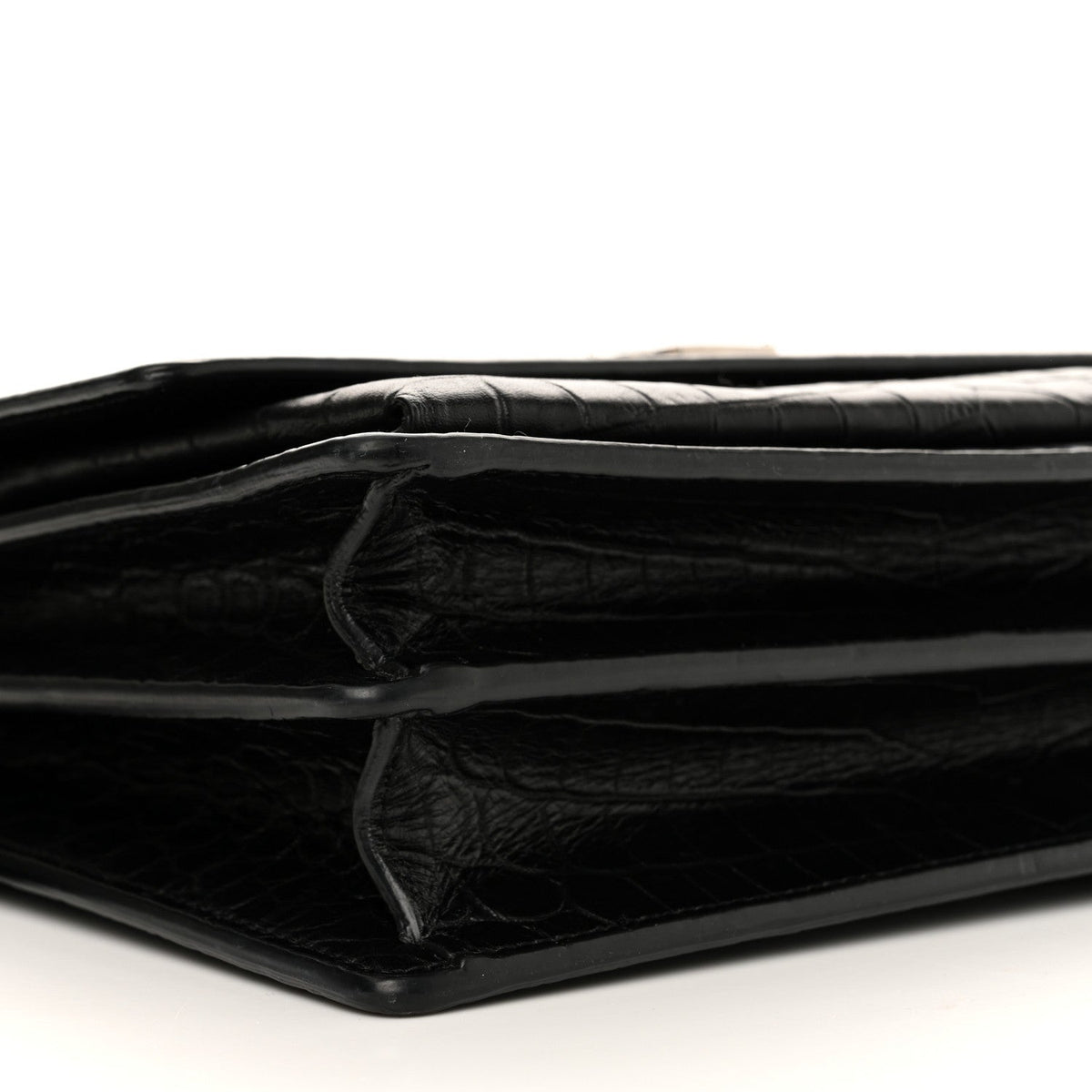 Calfskin Crocodile Embossed Medium Monogram Sunset Black