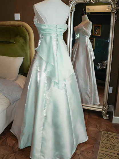 Vintage A Line Spaghetti Strap Light Pink Tulle Long Prom Dress Evening Dress SH2215
