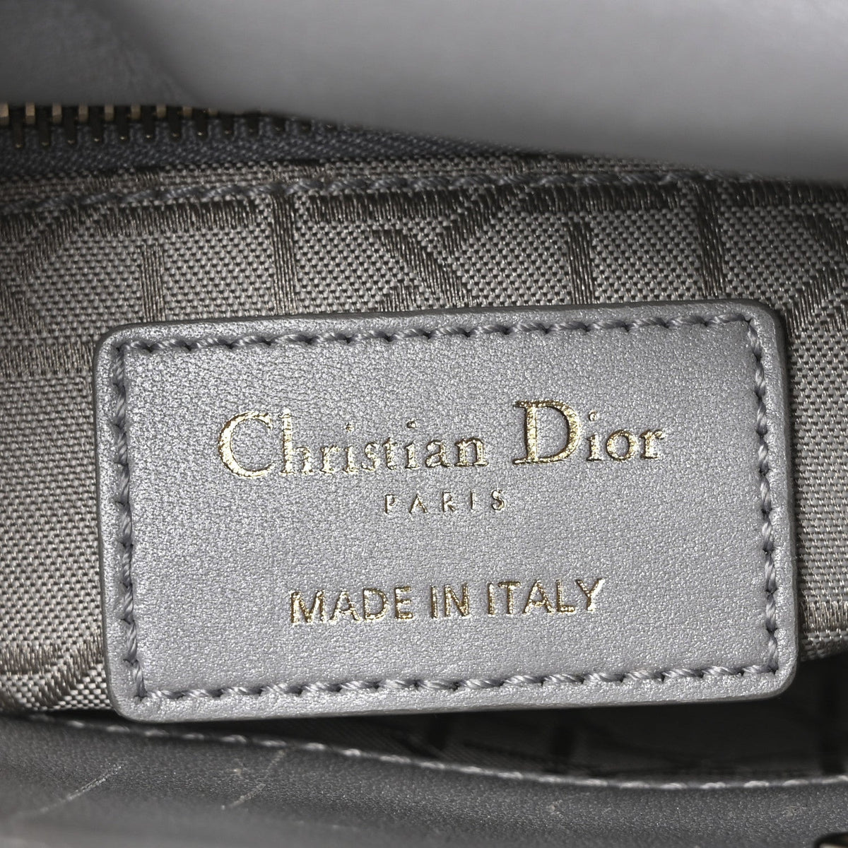 Metallic Lambskin Cannage Mini Lady Dior Gray