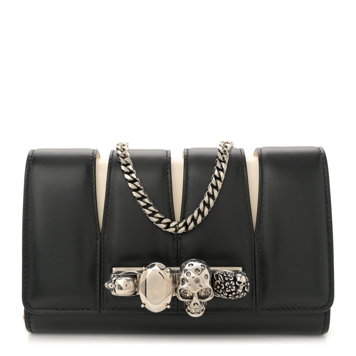 Calfskin Small Slash Bag Black White