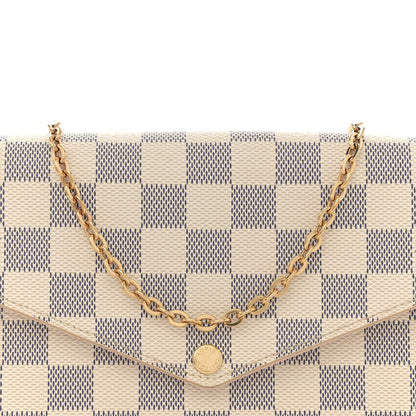 Damier Azur Pochette Felicie Chain Wallet Rose Ballerine