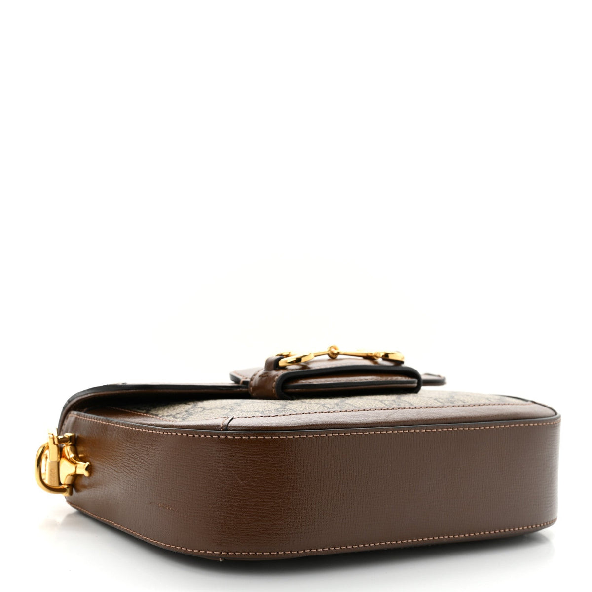 GG Supreme Monogram Web Mini Horsebit 1955 Shoulder Bag Beige Brown Sugar