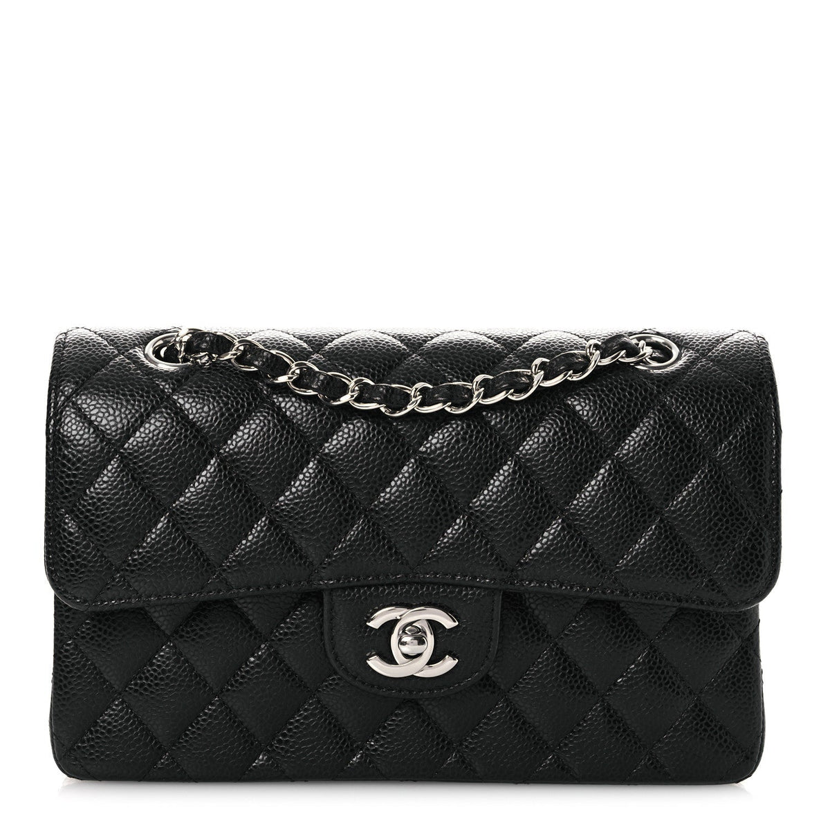 Caviar Quilted Small Double Flap Black