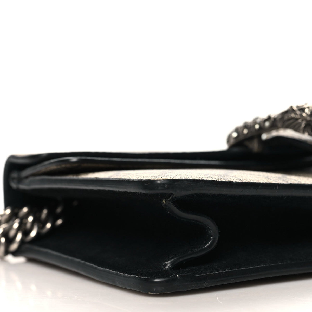 GG Supreme Monogram Suede Crystal Small Dionysus Shoulder Bag Beige Ebony Black