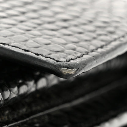 Calfskin Crocodile Embossed Medium Monogram Sunset Black