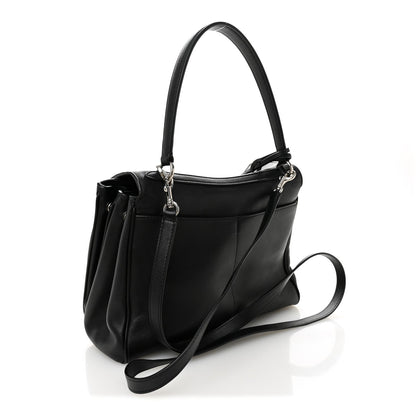 Natural Smooth Calfskin Small Rodeo Top Handle Handbag Black