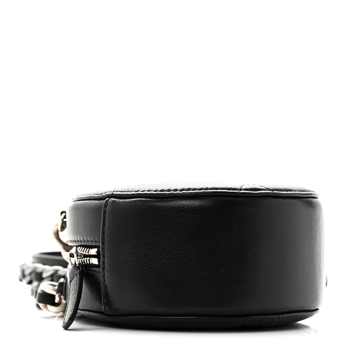 Shiny Goatskin Quilted Chanel 19 Round Clutch With Chain Black