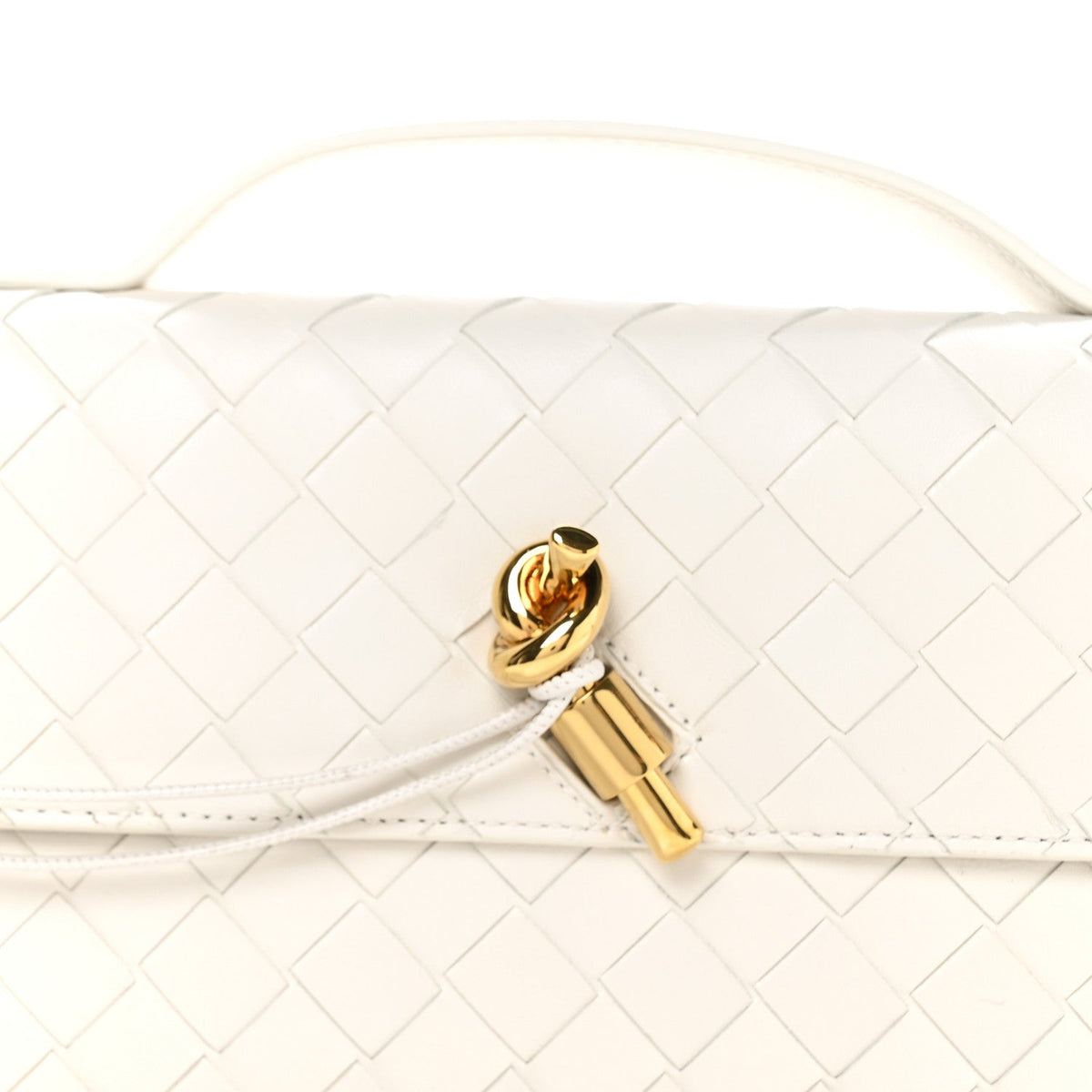 Nappa Intrecciato Long Andiamo Top Handle Clutch White