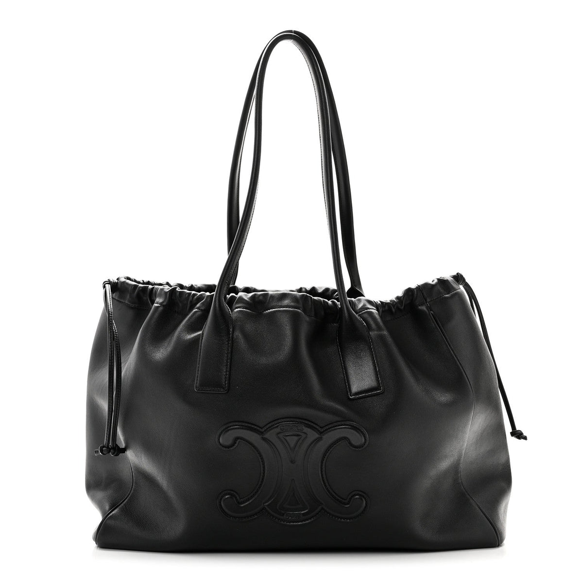 Smooth Calfskin Cuir Triomphe Cabas Drawstring Black