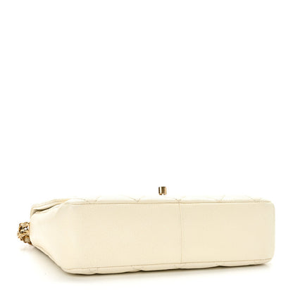 Shiny Caviar Quilted Small Chain Melody Flap White