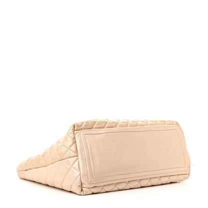 Metallic Lambskin Quilted Large Coco Cocoon Tote Light Gold