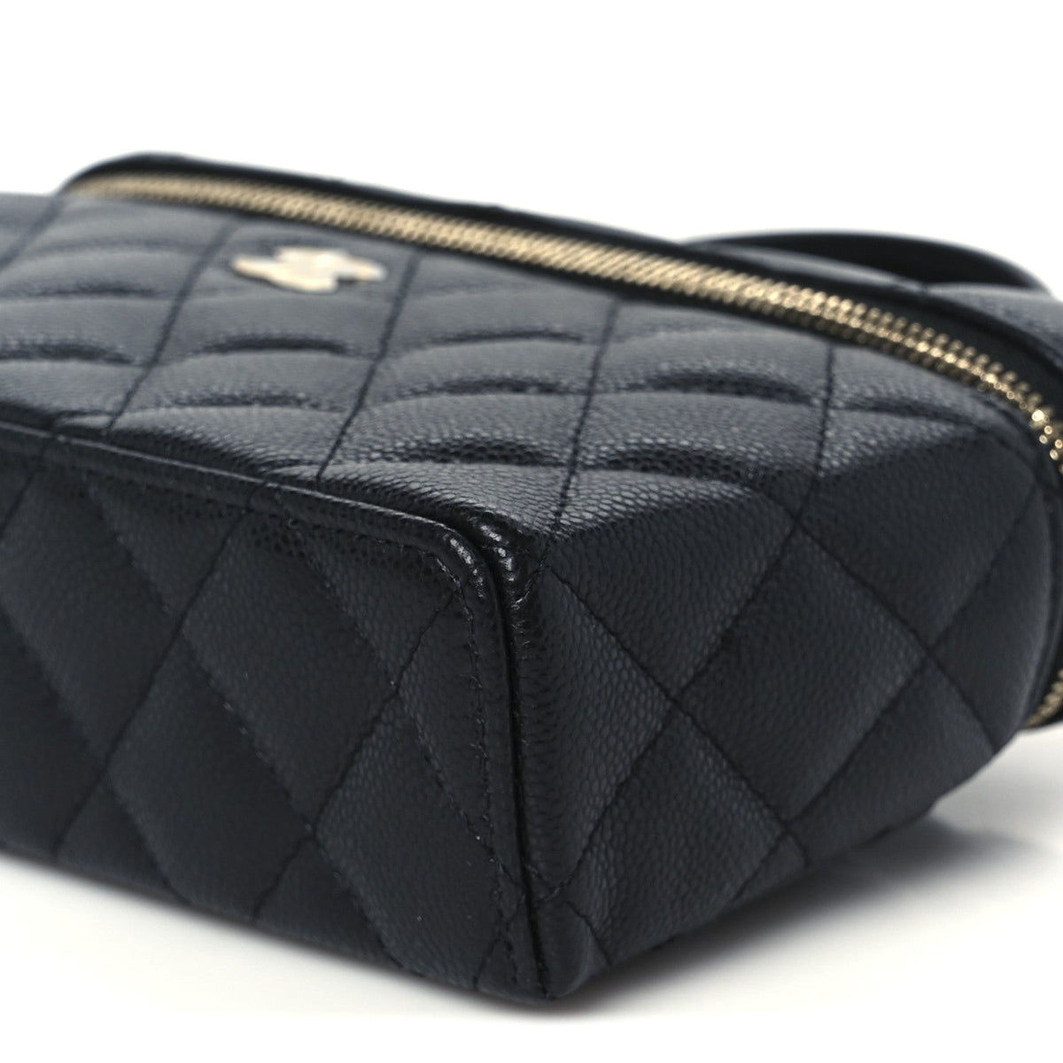 Caviar Quilted Top Handle Slim Vanity With Chain Black