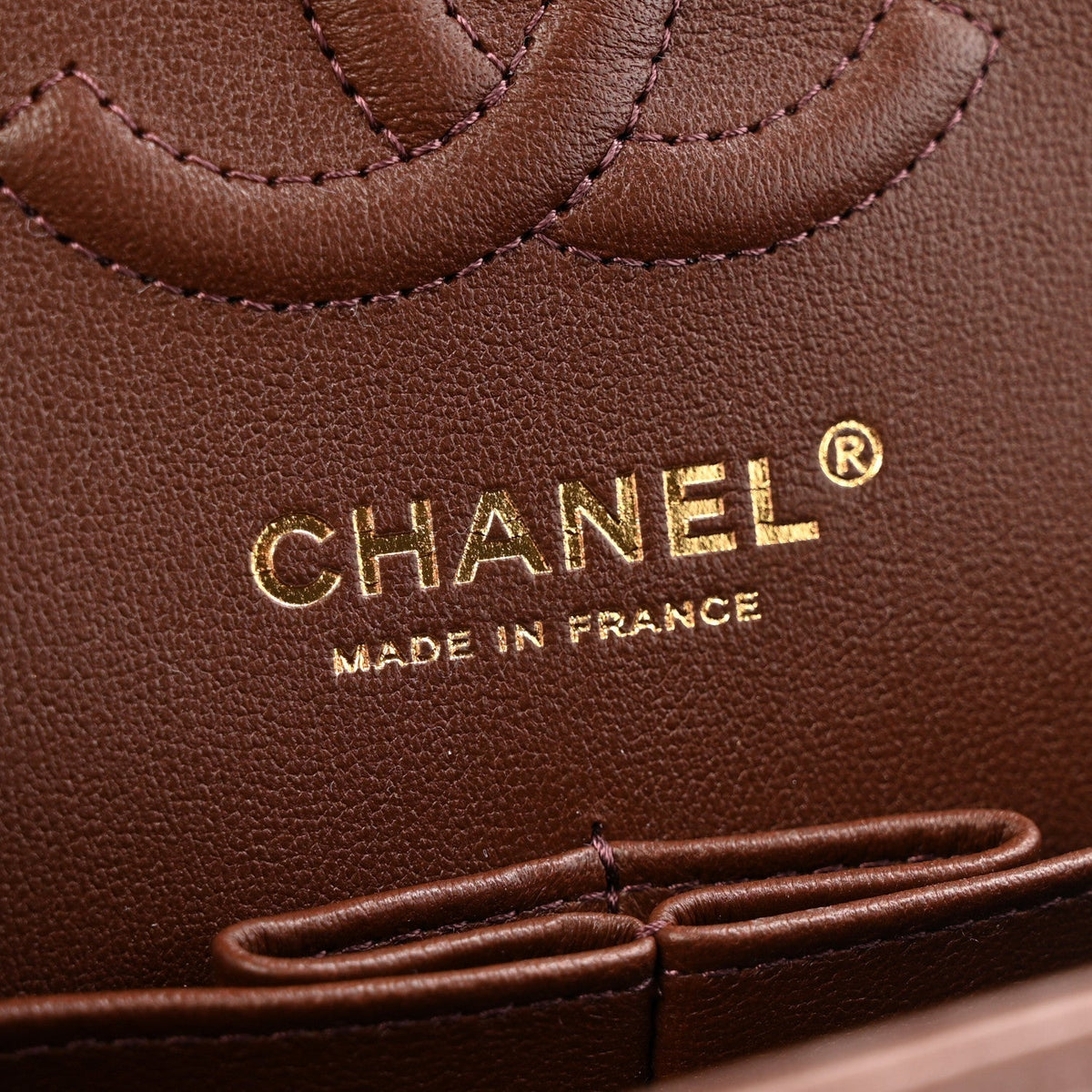 Lambskin Quilted Small Double Flap Dark Brown
