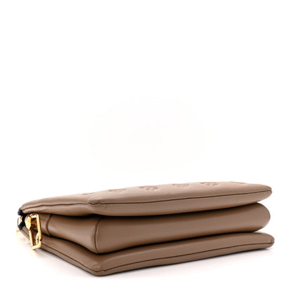 Lambskin Embossed Monogram Coussin PM Taupe