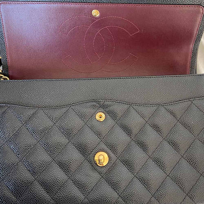 Chanel Black Jumbo Caviar Double Flap Classic Bag