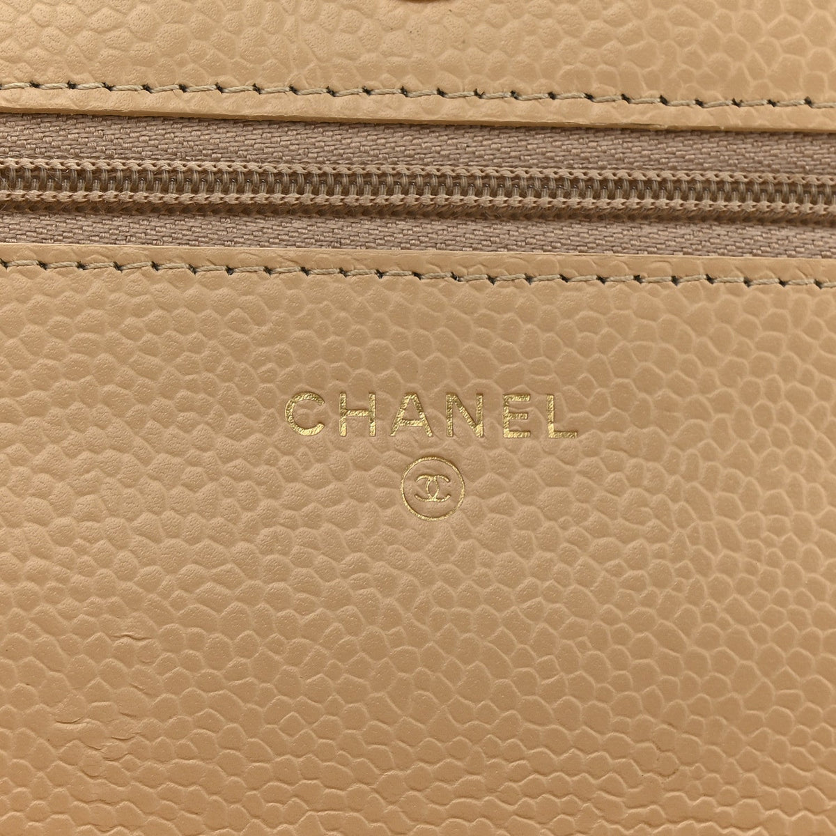 Caviar Quilted Wallet On Chain WOC Beige