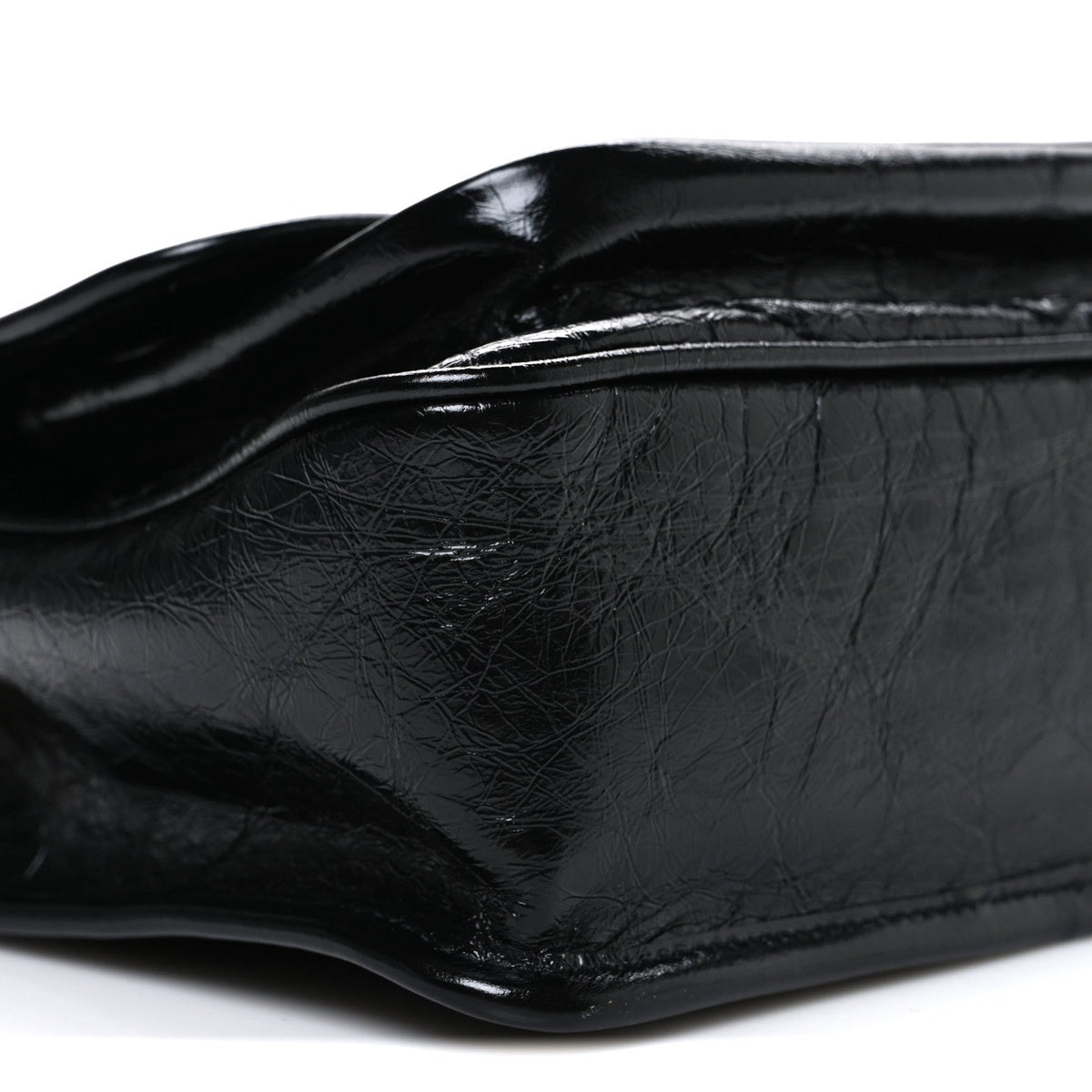 Crinkled Calfskin Matelasse Monogram Baby Niki Chain Satchel Black