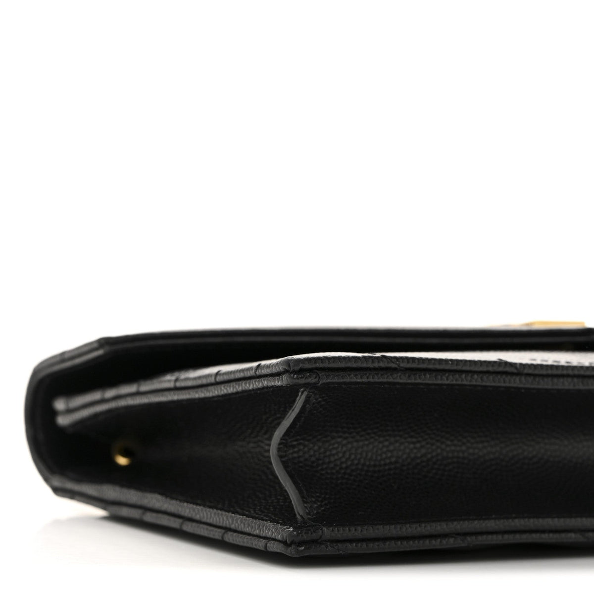 Grain De Poudre Matelasse Chevron Monogram Envelope Chain Wallet Black