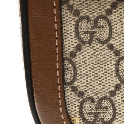 GG Supreme Monogram Web Mini Horsebit 1955 Shoulder Bag Beige Brown Sugar