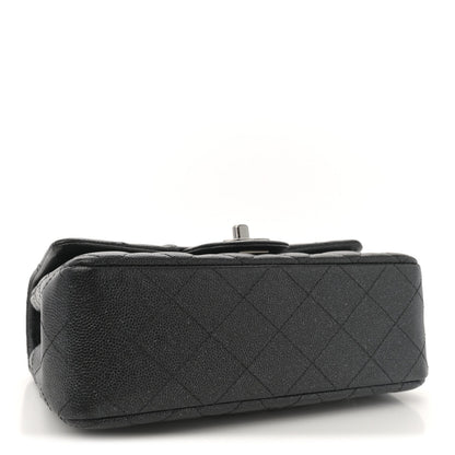 Iridescent Caviar Quilted Mini Rectangular Flap Black