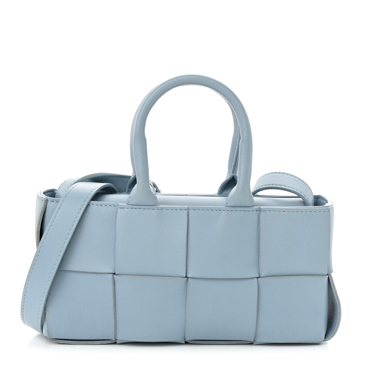 Nappa Maxi Intreccio Mini Arco East West Tote Ice Blue
