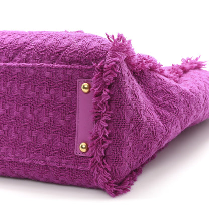 Wool Tweed Large Zipped Shopping Tote Magenta