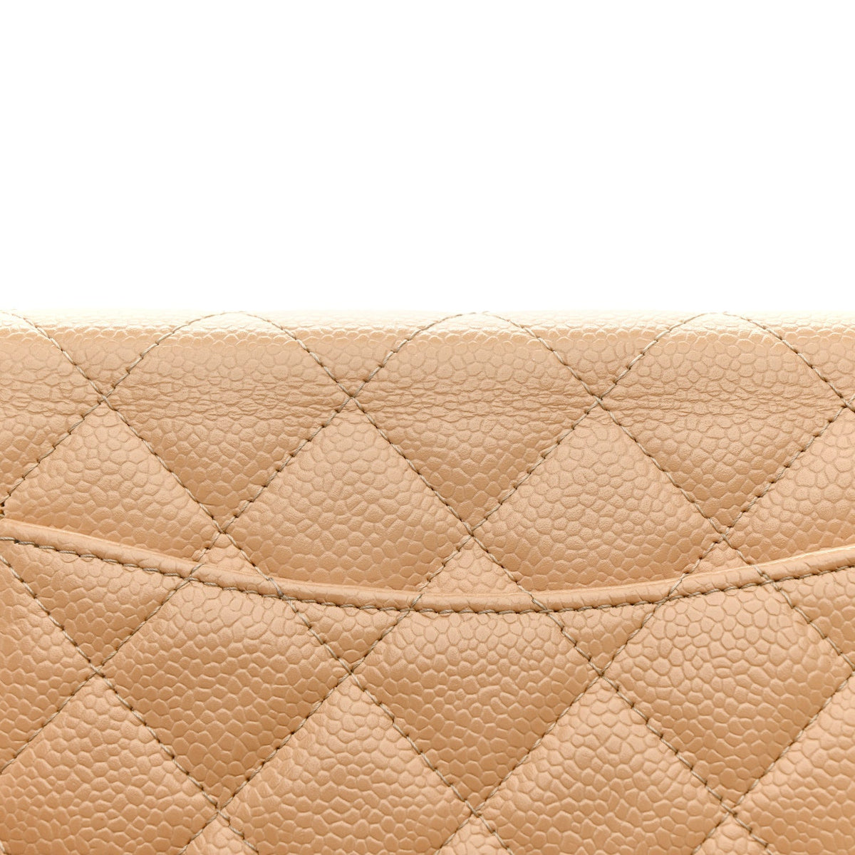 Caviar Quilted Wallet On Chain WOC Beige