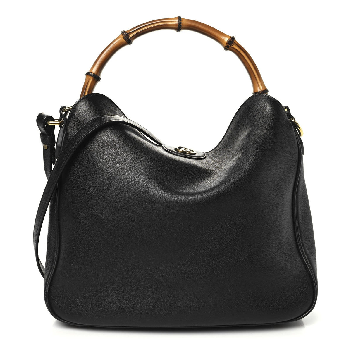 Softy Wonka Textured Dollar Calfskin Medium Diana Shoulder Bag Black